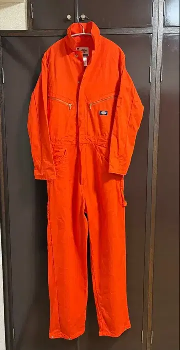 디키즈 Dickies 작업복 올인원 작업옷 긴팔 오렌지