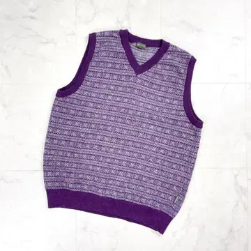 헨리코튼 노르딕 무늬 니트 베스트 퍼플 사이즈 L*HD144