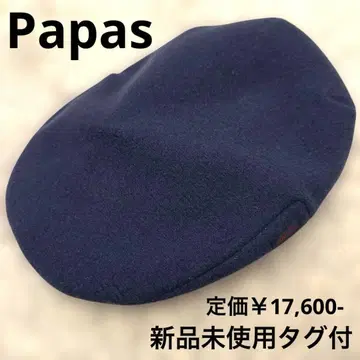 Papas 파파스 헌팅 모자 남성용 모자 울 네이비 미사용 새상품