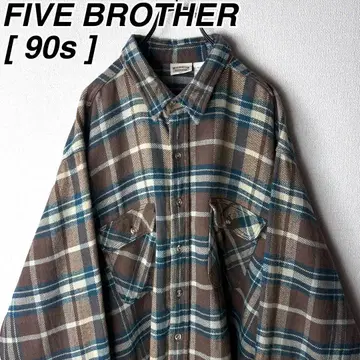 90s FIVE BROTHER 플란넬 셔츠 빅 사이즈 파이브 브라더