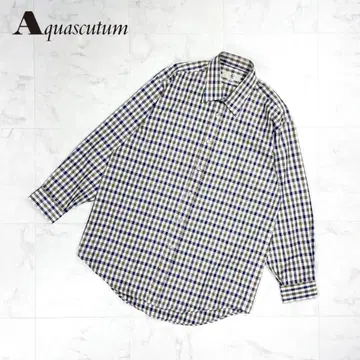 새상품급 아쿠아 스큐텀 깅엄 체크 패턴 긴팔 셔츠 사이즈 L*HD147