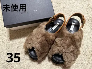 미사용 유나이티드 애로우즈 인조 모피 크로스 샌들