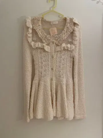 Liz Lisa 니트 프릴 미니 원피스 페플럼 상의 아이보리