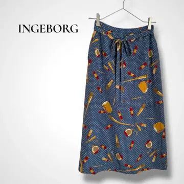INGEBORG 잉게보그 화장품 프린트 플레어 스커트 일본제