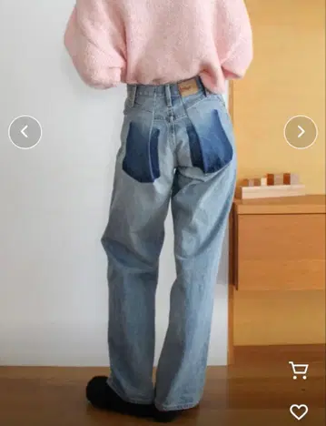 라이트 블루 데님 와이드 레그 팬츠