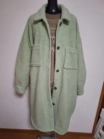 사만사 모스모스 민트 그린 보아 자켓 롱 기장