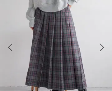 LOWRYSFARM 체크 플리츠 롱 스커트