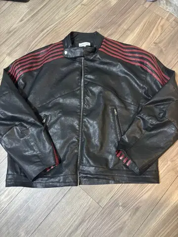 HEAVEN CAN WAIT 가죽 자켓 L 블랙/레드 L