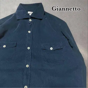 Giannetto 호리존탈 칼라 셔츠 네이비 블루 세 코듀로이