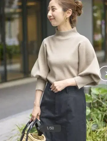 Noble 노블 벌룬 슬리브 니트 베이지