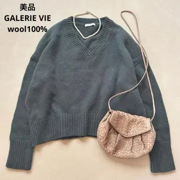 083 새상품급 갤러리 바이 21AW 울 100% 파인 울 V넥 S 그린