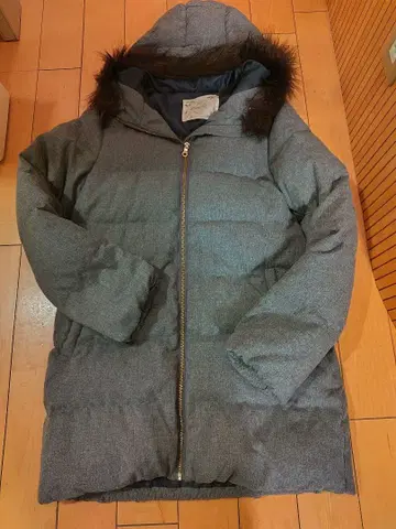 Discoat 후드 부착 다운 자켓 그레이