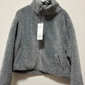 YEVS 그레이 집업 인조 모피 블루종 아우터 F