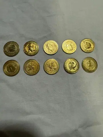 포켓몬스터 골드 컬러 코인 세트 10개