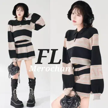 [ 새상품 ] 다리치 스노우 패턴 라메 니트 셋업 블랙