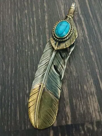 선금상금금줄 특대형 터콰이즈 페더 목걸이