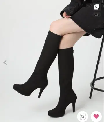 블랙 슬림핏 롱 부츠