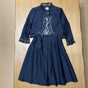 정장 네이비 레이스 부착 드레스 세트