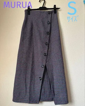 MURUA 버튼 펜슬 스커트 퍼플 S 사이즈