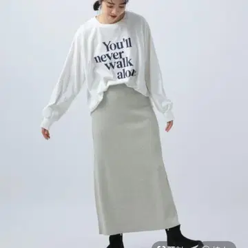 BAYFLOW 베이플로우 니트 리브 타이트 스커트 그레이