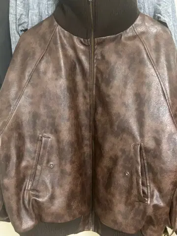 java 리브 터틀 페이크 가죽 오버 사이즈 자켓