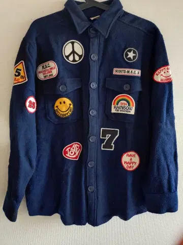 muchacha 플리스 자켓 와펜 부착 네이비 일본제