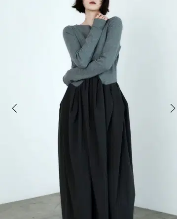 웨이브 절개 도킹 원피스 다크 그레이 M