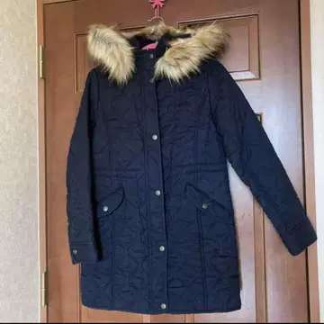 네이비 퀼팅 자켓 후드 부착