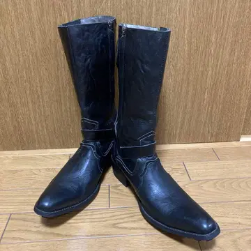 토네이도 마트 블랙 가죽 웨스턴 부츠 버클 포함