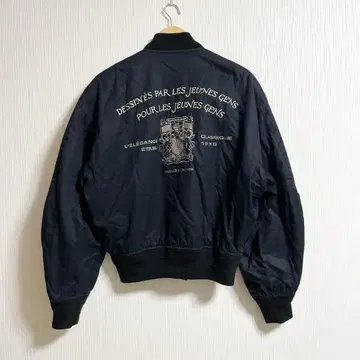 준멘 백 자수 블루종 네이비