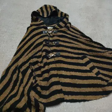 일본제 후드 부착 스트라이프 판초