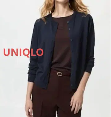 새상품 UNIQLO 메리노울 크루넥 가디건 네이비 M 미사용