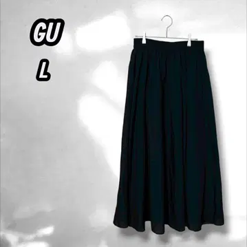 [지유] 볼륨 플레어 롱 스커트 심플 고급 블랙 L