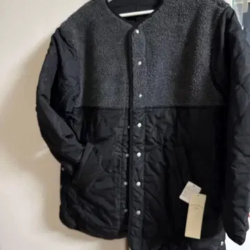 Samansa Mos2 플리스 자켓 코트 블랙/그레이 미사용 새상품 택