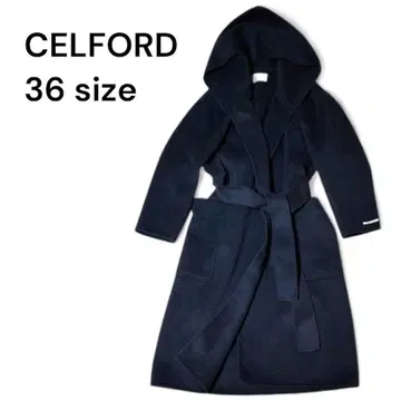 CELFORD 셀포드 울 코트 후디 벨트 포함 네이비 36
