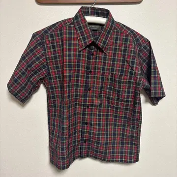 THE FIRST WAVE 체크 무늬 반팔 셔츠 L 사이즈