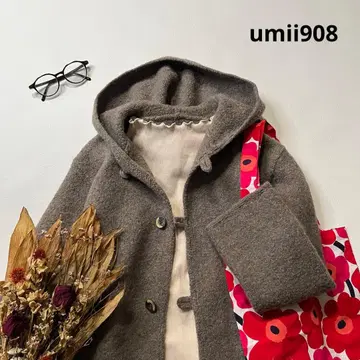 umii908 알파카 울 융모 후드 니트 가디건 코트 45r