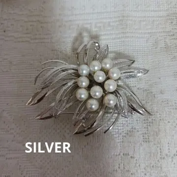 펄 11개 SILVER 브로치/오비 고정 띠