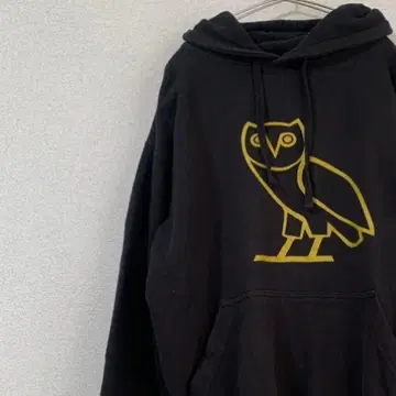 구제 후드티 센터 프린트 애니멀계 올빼미 속기모 블랙 S