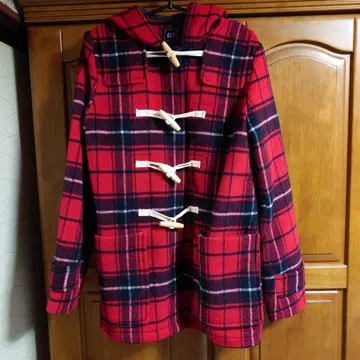 GAP 더플 코트 빨간색 블랙 화이트 체크 S