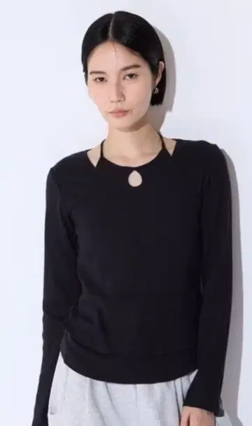 JEANASIS 넥 레이어드 긴팔 T셔츠 블랙 FREE