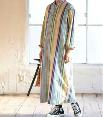 미사용 새상품 BEAMS BOY 멀티 스트라이프 원피스