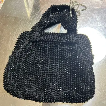 비즈 장식 블랙 파티 백