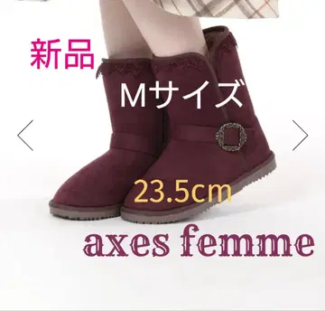 새상품 axes femme 벨트 디자인 퍼 어그 부츠 와인 M 사이즈