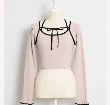 pium 리본 테이프 케이프 니트