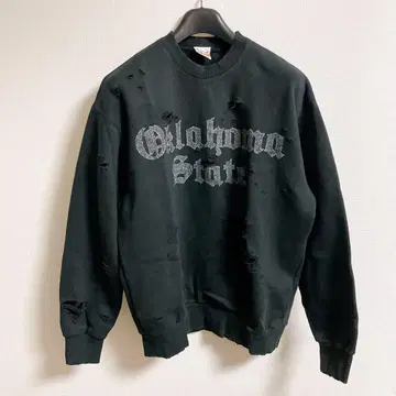 프릭스스토어 OKLAHOMA STATE 맨투맨 데미지 가공 S 블랙