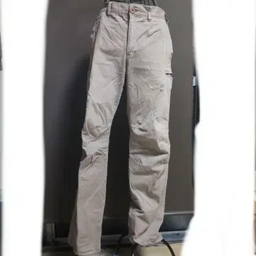 takeokiku 베이지 치노 팬츠 카고 포켓 부착