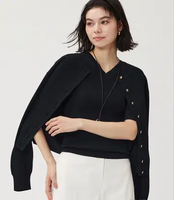 PLST UV컷 레이온 블렌드 메탈 버튼 가디건 S 사이즈