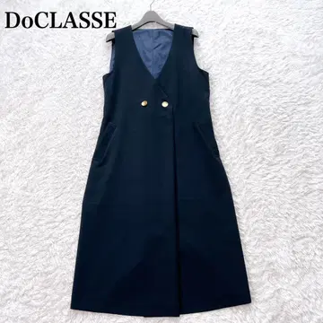 새상품급 Do CLASSE 두클라쎄 롱 원피스 골드 버튼 네이비 M