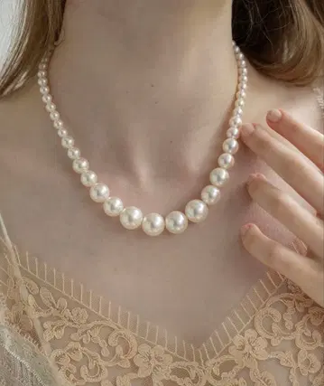 화이트 펄 목걸이 46cm